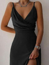 Women‘s Party Dress A Line Dress Slip Dress Black Sleeveless Pure Color Ruched Spring Summer V Neck Spaghetti Strap Party Sexy Slim